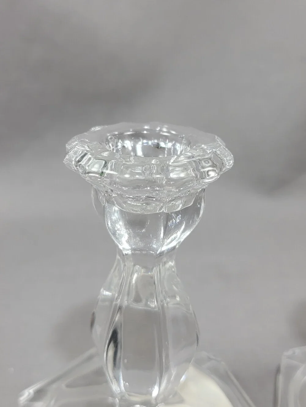 Fitz and Floyd Candlestick Peg Cup Holders Clear Glass Set of 2 Decorative